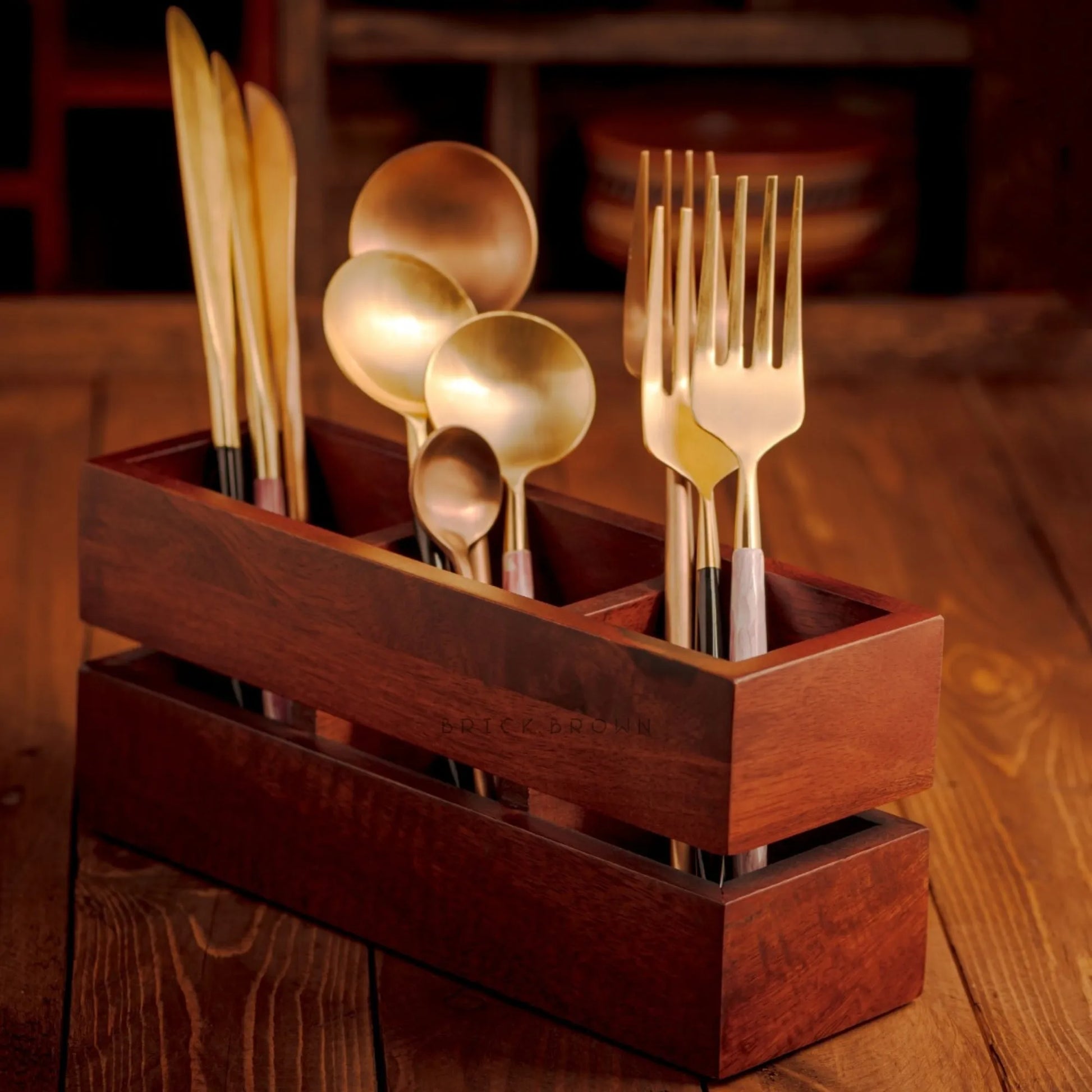 Cranny Cutlery Caddy/Holder from Mahogany Collection