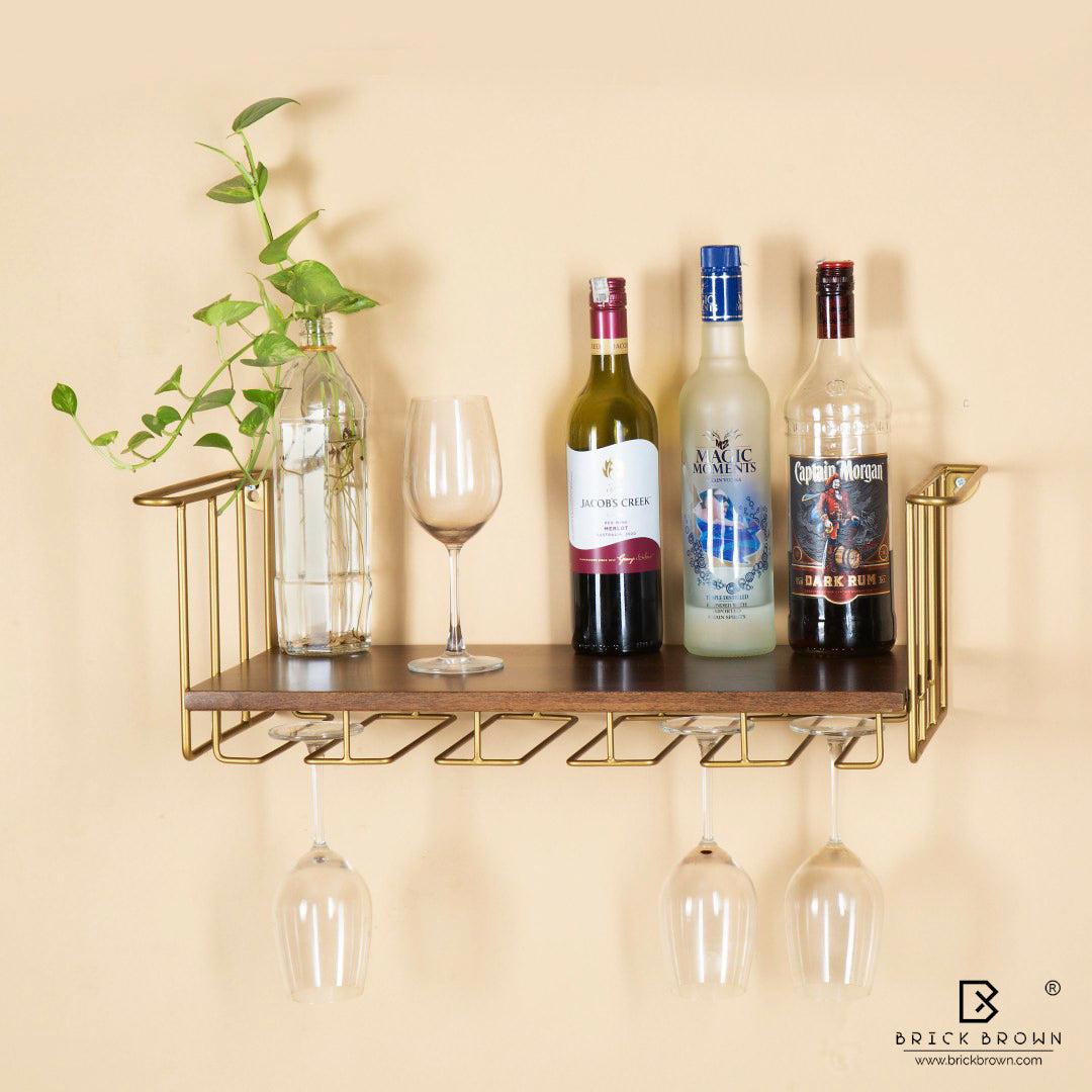 Barvana Bar Shelf with Wine Glass Holder