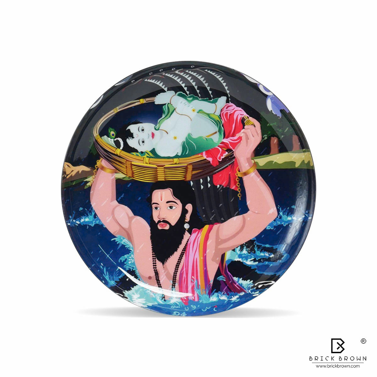 Krishna Saga Wall Plates Set (12 Inch, 10 Inch, 8 Inch, Set of 5)