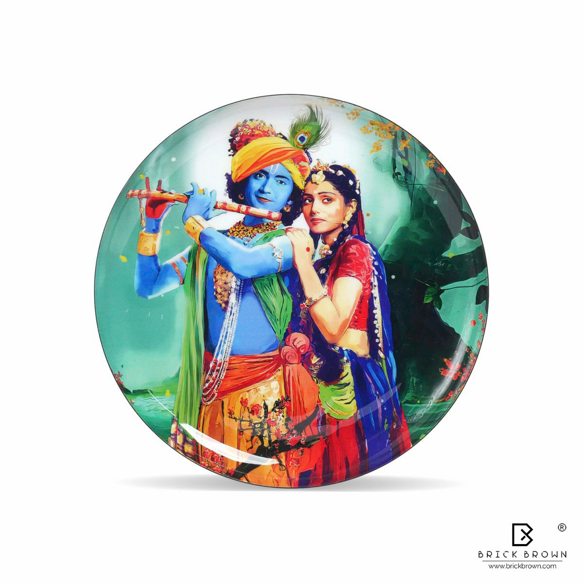Krishna Saga Wall Plates Set (12 Inch, 10 Inch, 8 Inch, Set of 5)