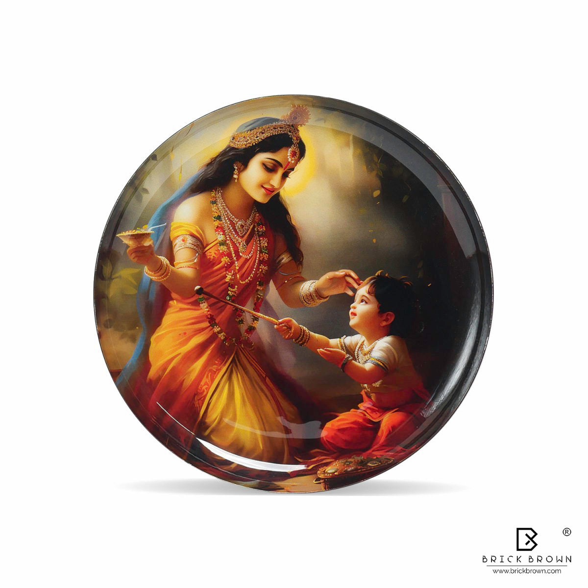 Krishna Saga Wall Plates Set (12 Inch, 10 Inch, 8 Inch, Set of 5)