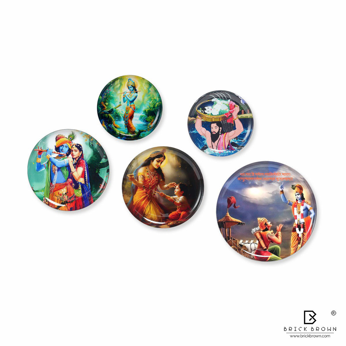 Krishna Saga Wall Plates Set (12 Inch, 10 Inch, 8 Inch, Set of 5)