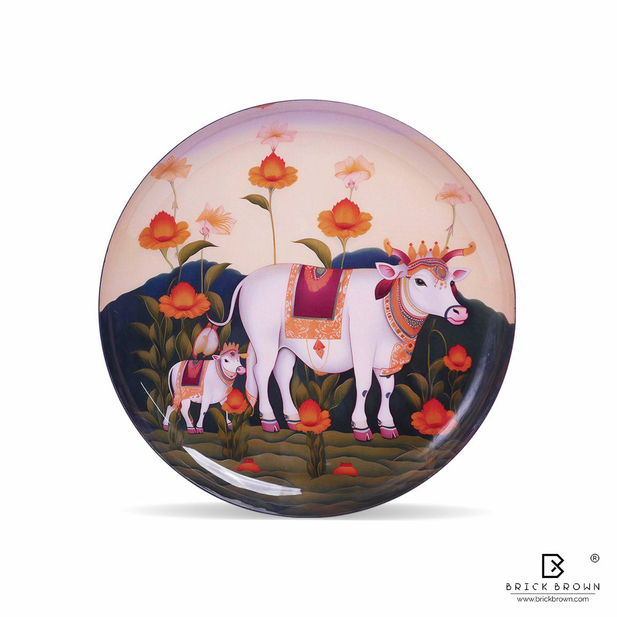 Pichwai Treasures Wall Plates Set (12 Inch, 10 Inch, 8 Inch, Set of 5)