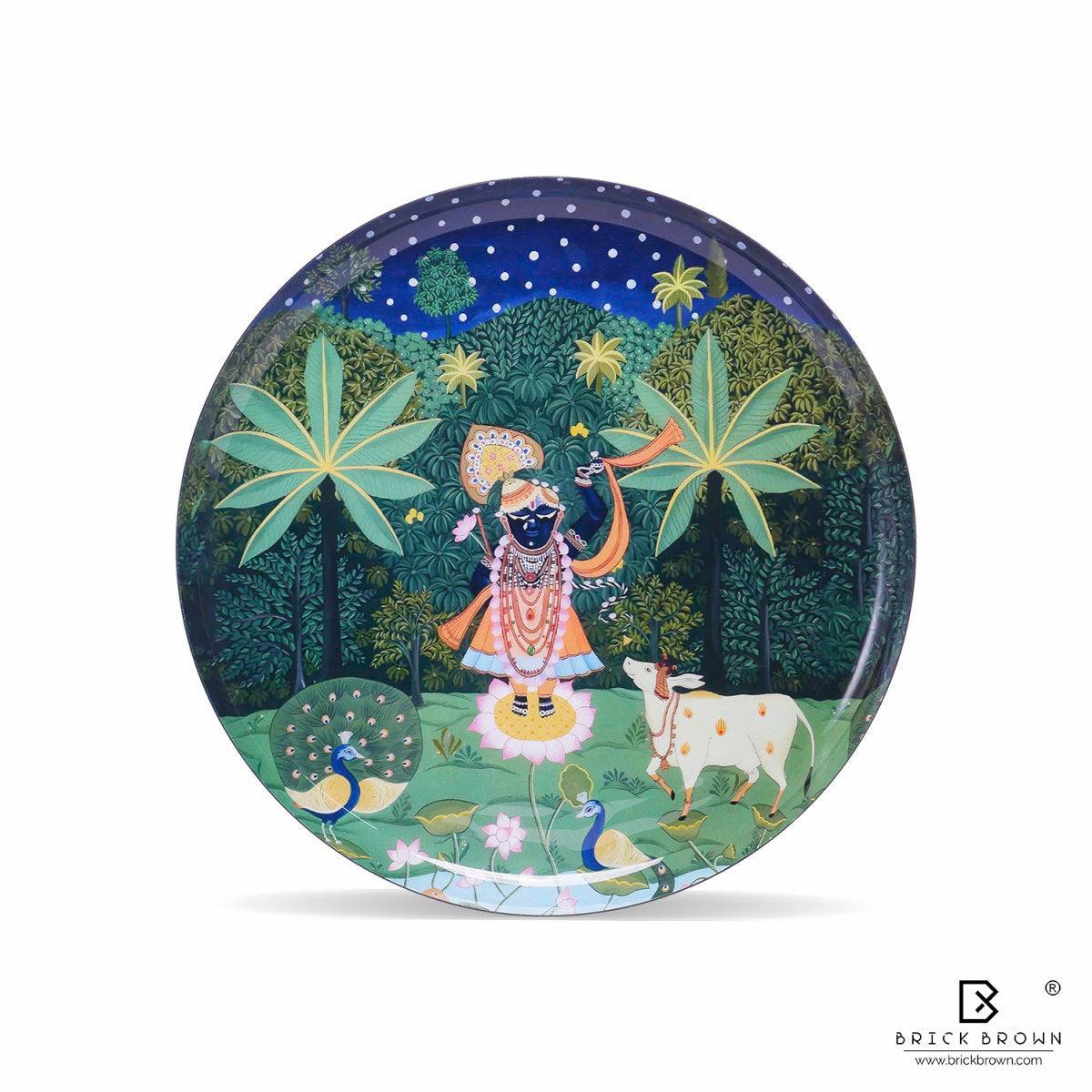 Pichwai Treasures Wall Plates Set (12 Inch, 10 Inch, 8 Inch, Set of 5)