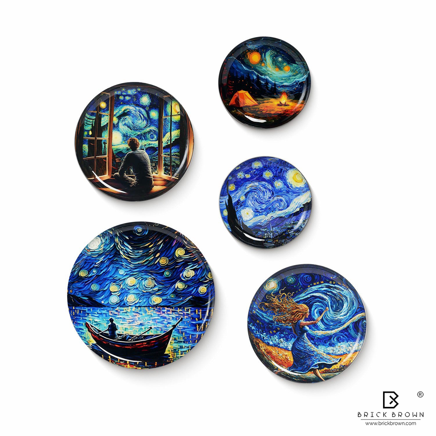 Van Gogh Vista Wall Plates Set (12 Inch, 10 Inch, 8 Inch, Set of 5)