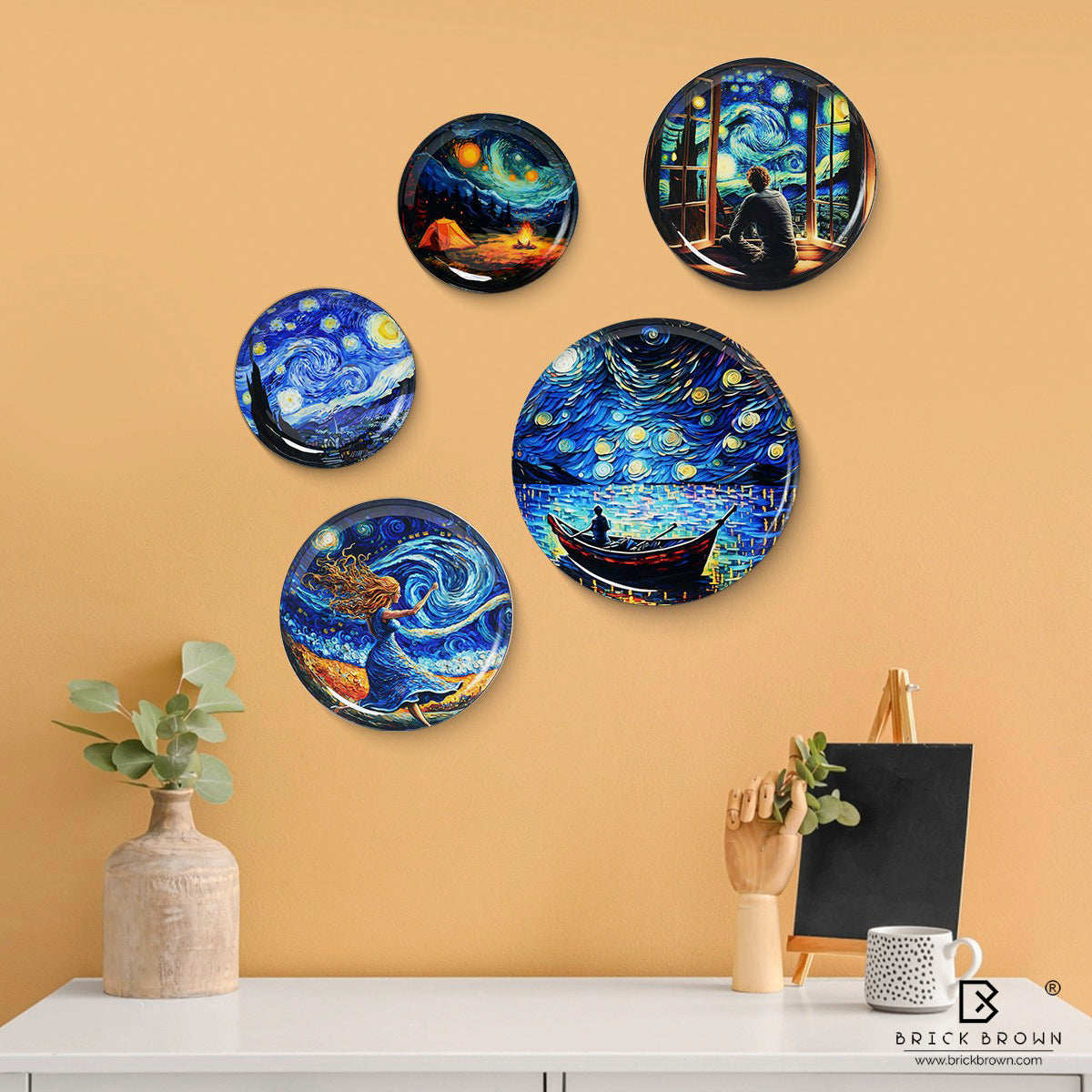 Van Gogh Vista Wall Plates Set (12 Inch, 10 Inch, 8 Inch, Set of 5)
