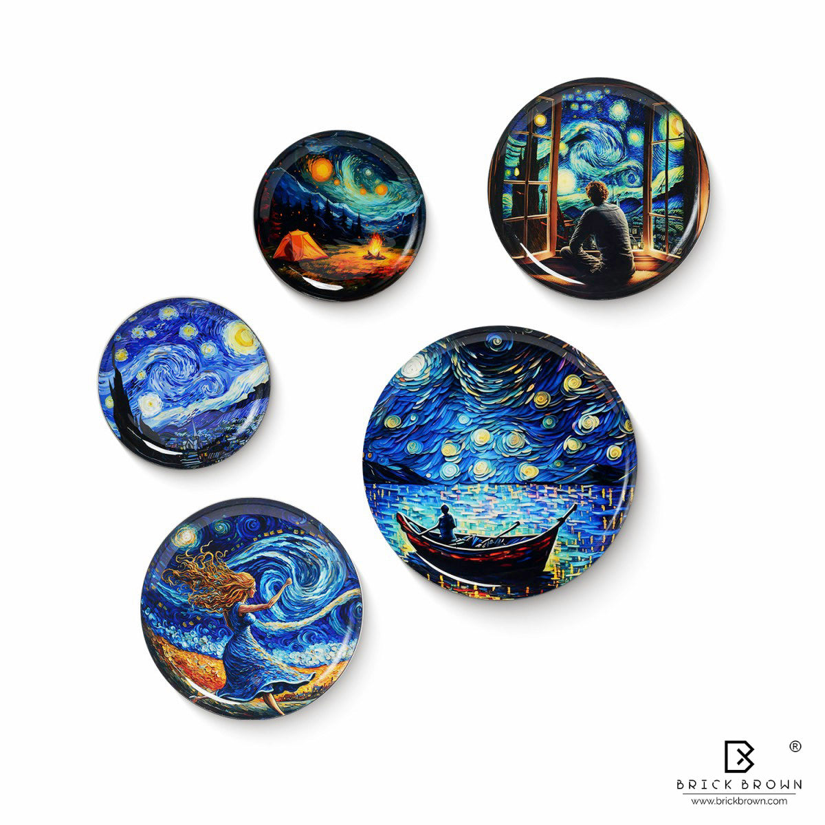 Van Gogh Vista Wall Plates Set (12 Inch, 10 Inch, 8 Inch, Set of 5)