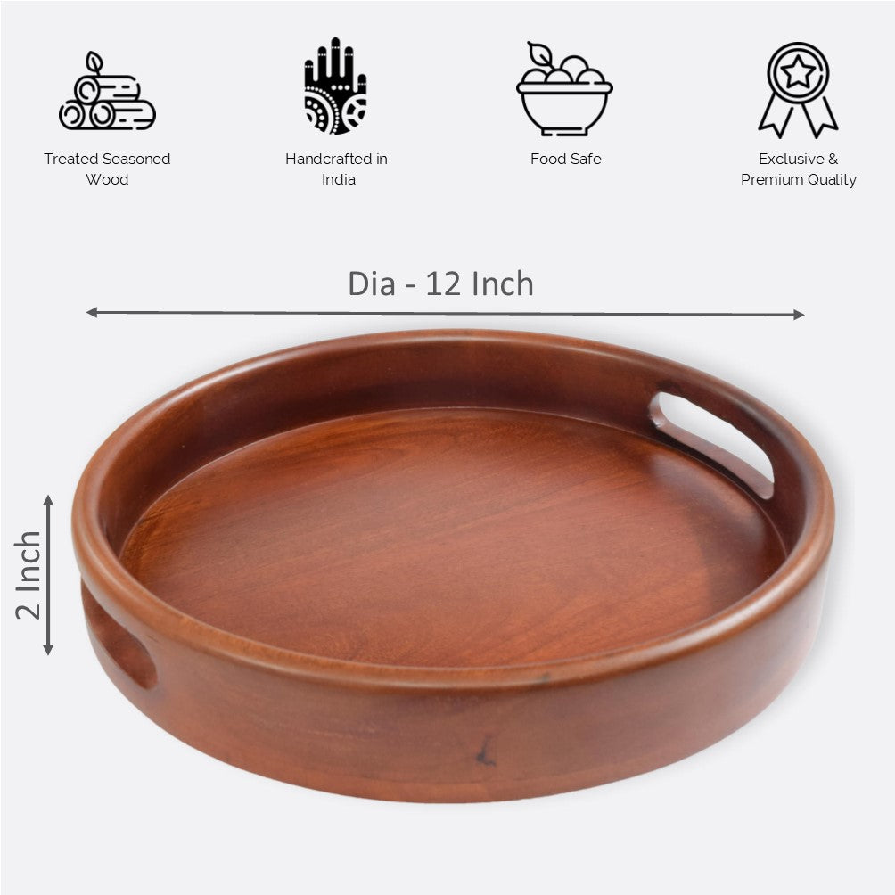 Classic Round Serving Tray from Mahogany Collection (Set of 2)