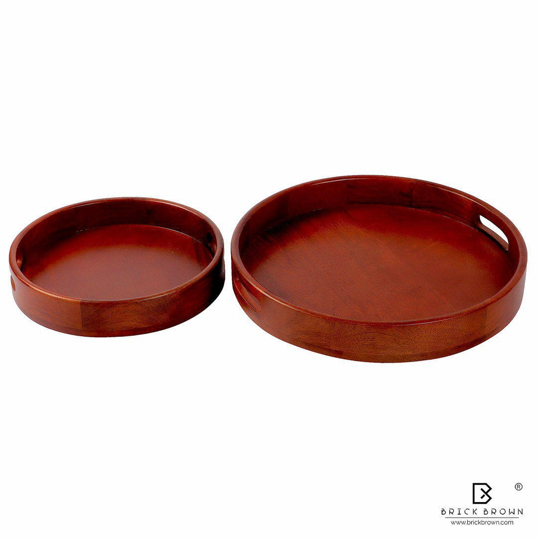 Classic Round Serving Tray from Mahogany Collection (Set of 2)