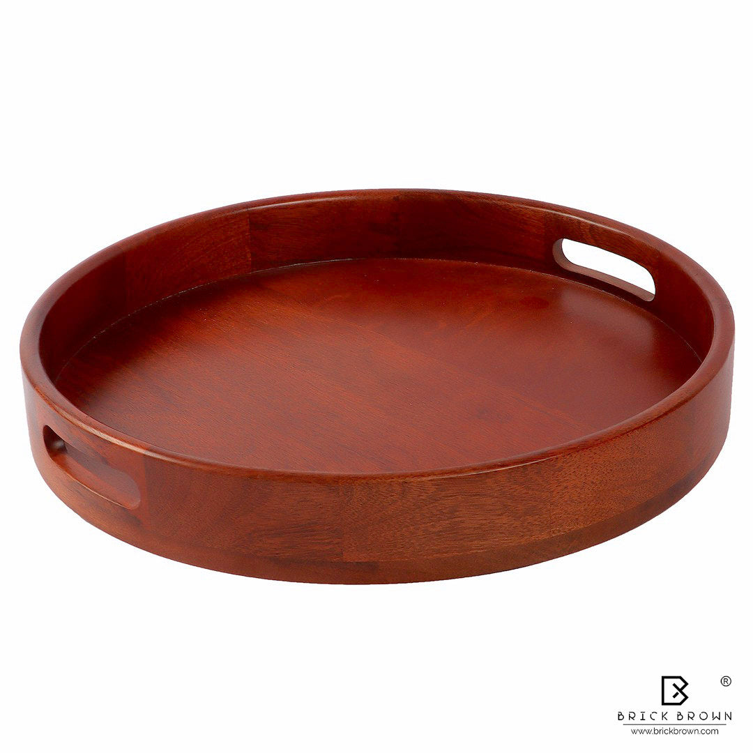 Classic Round Serving Tray from Mahogany Collection (Set of 2)