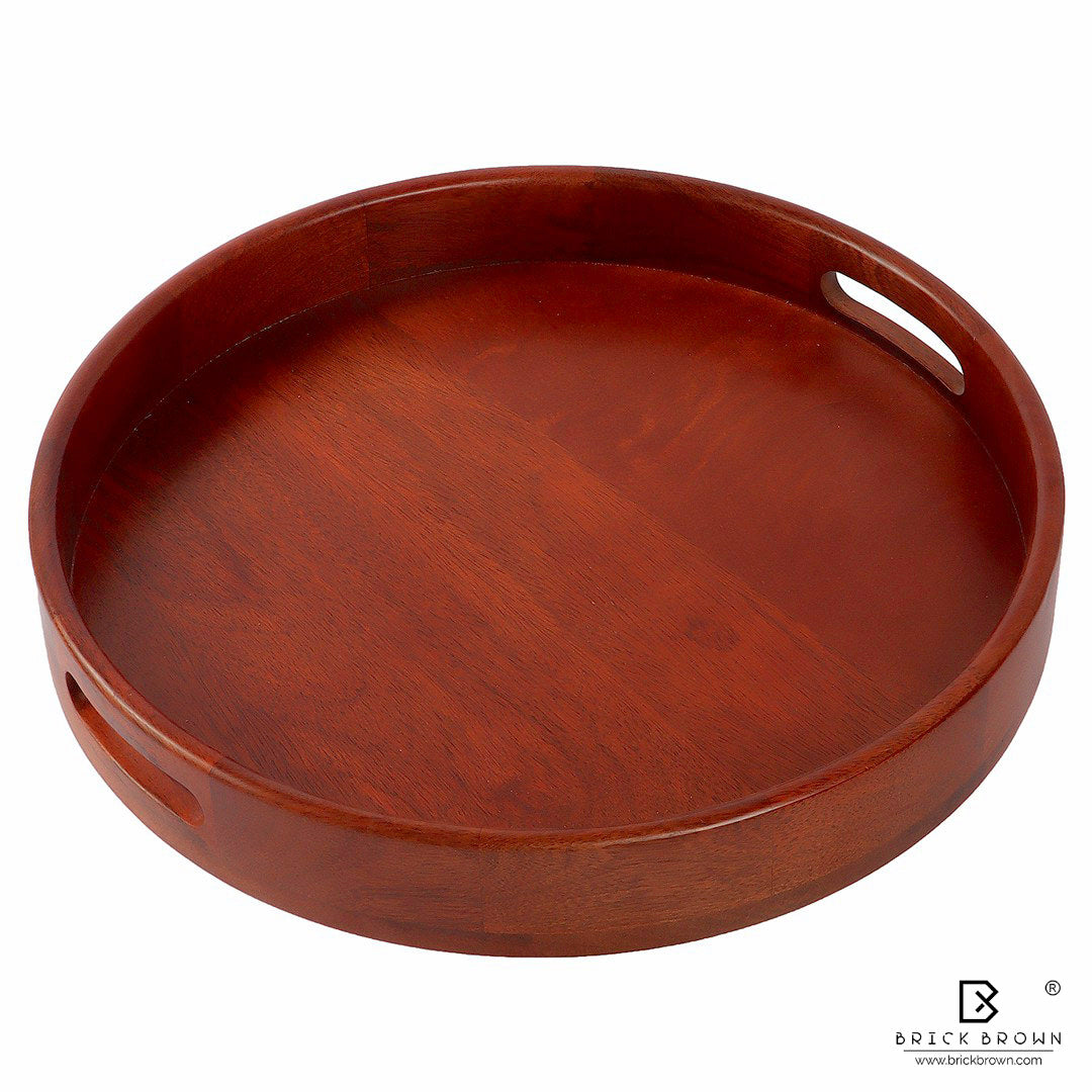 Classic Round Serving Tray from Mahogany Collection (Set of 2)