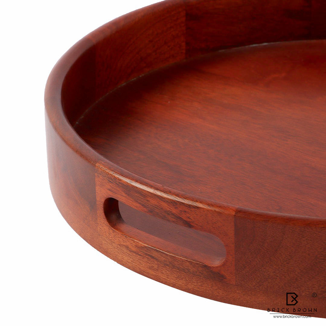 Classic Round Serving Tray from Mahogany Collection (Set of 2)