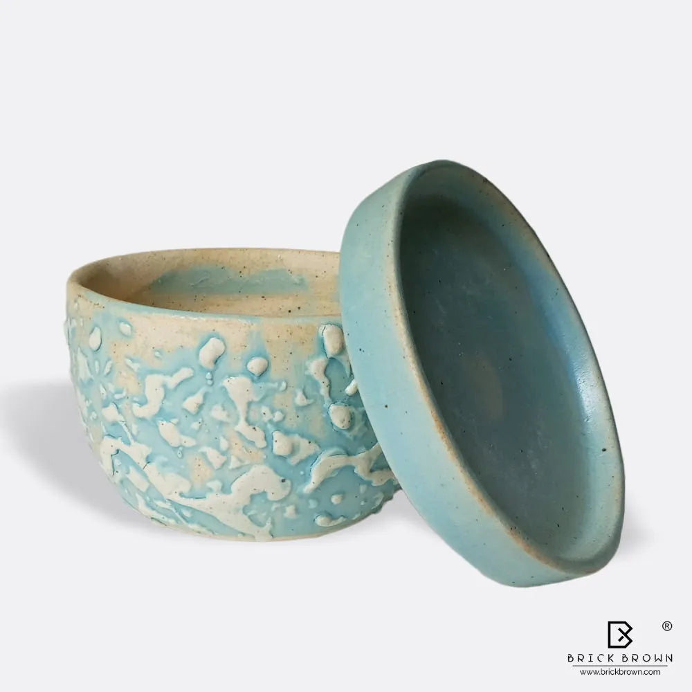 Textured Blue Planter with Base