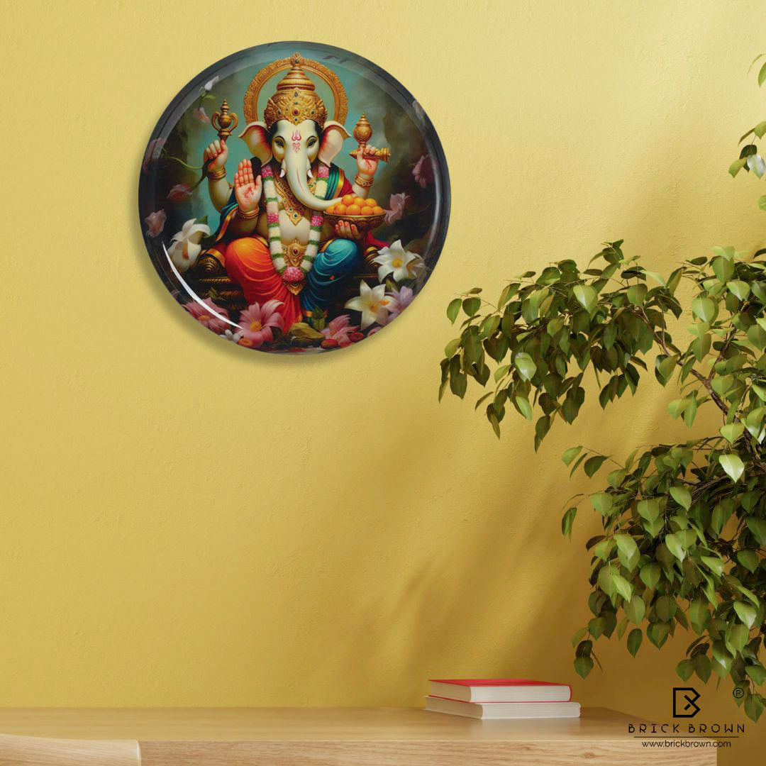 Ganesha Bloom Wall Plate (12 Inch)
