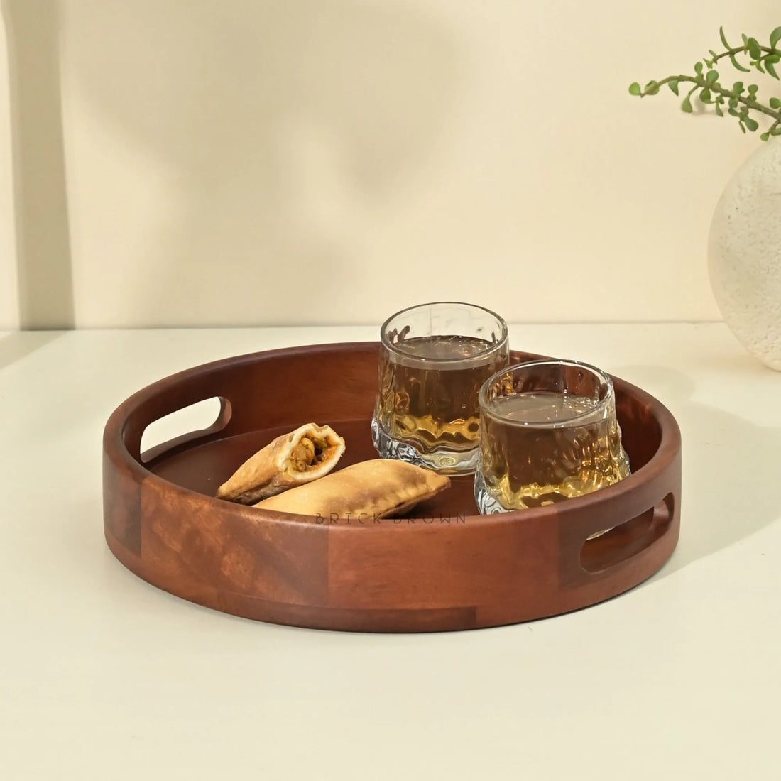 Classic Round Serving Tray from Mahogany Collection (12 Inch)