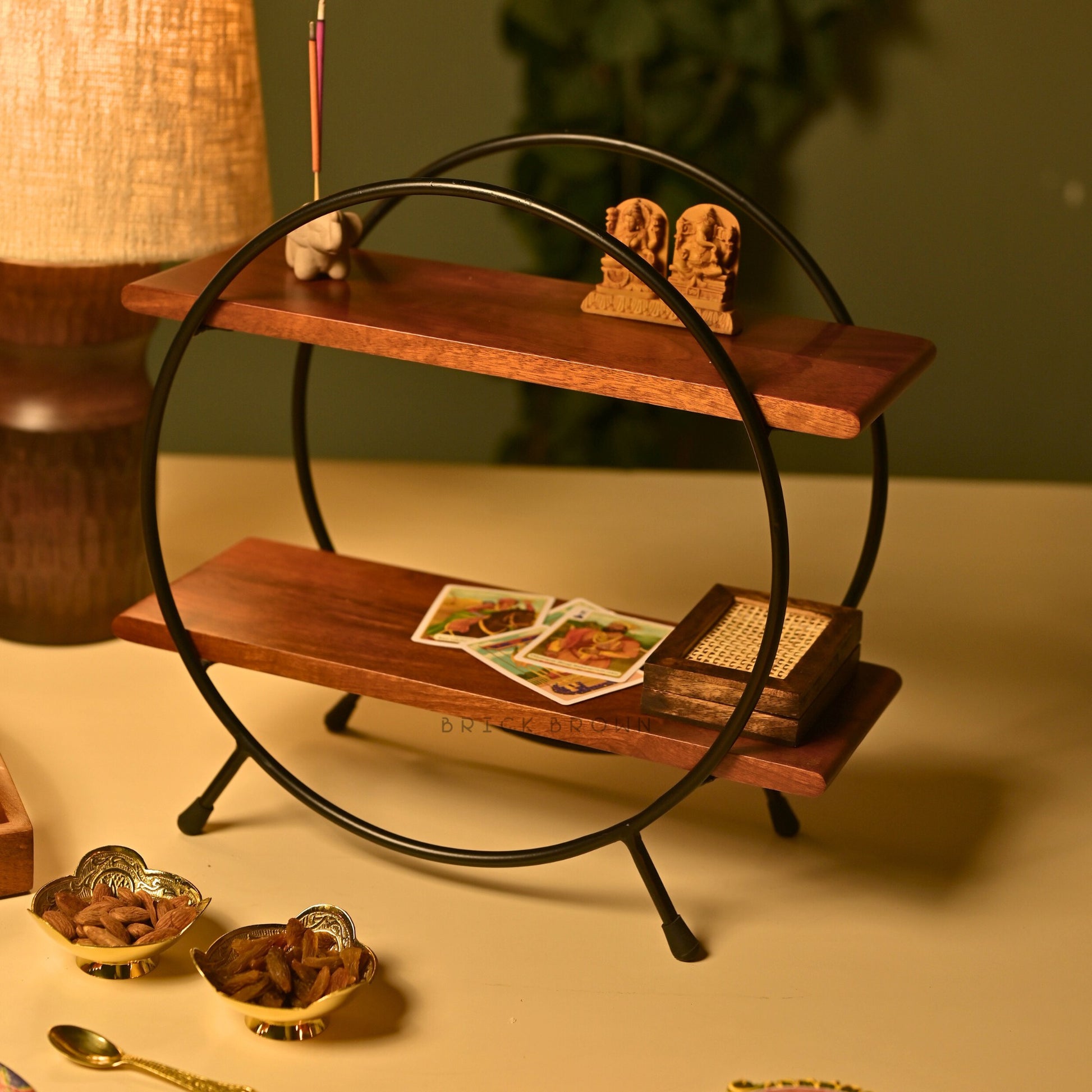 Circular Organizer with Black Frame from Mahogany Collection