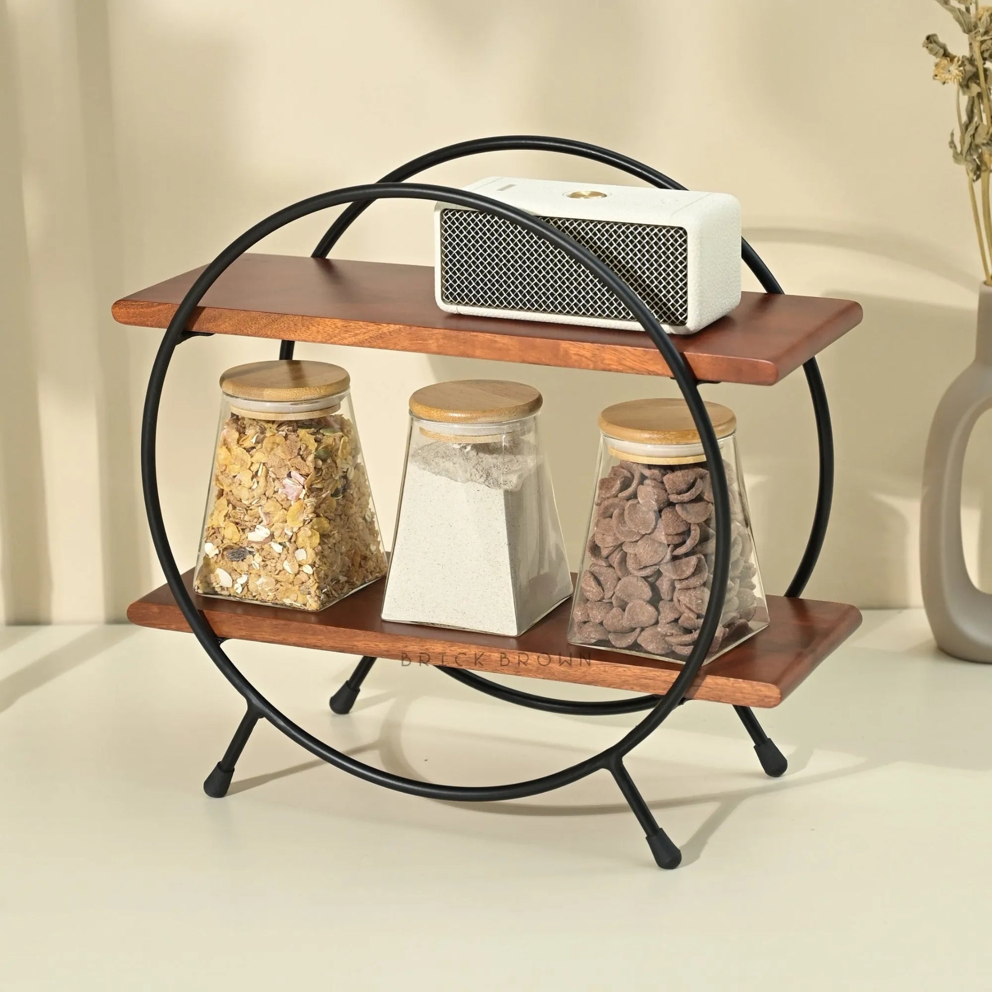 Circular Organizer with Black Frame from Mahogany Collection