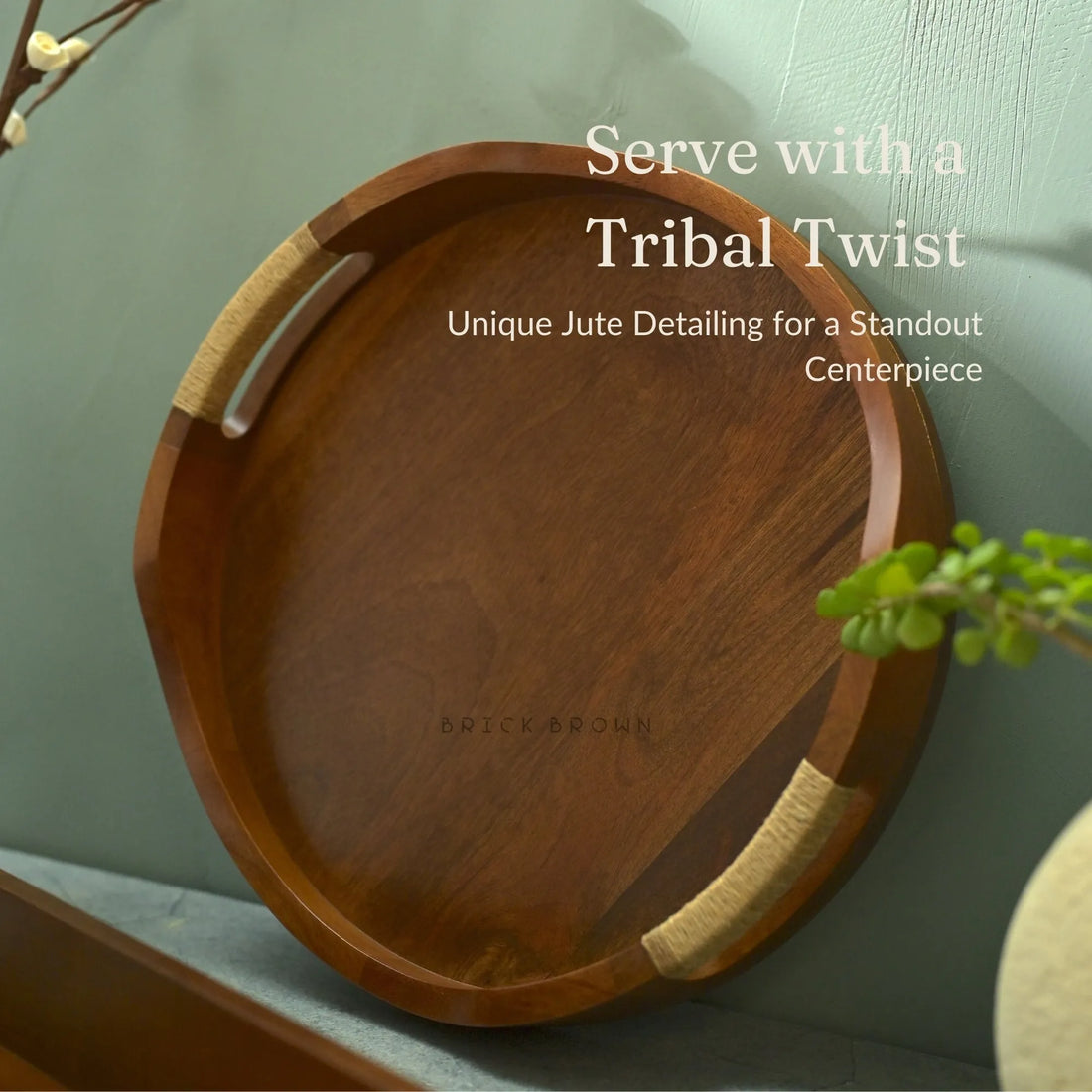 Tribal Curvy Serving Tray in Walnut