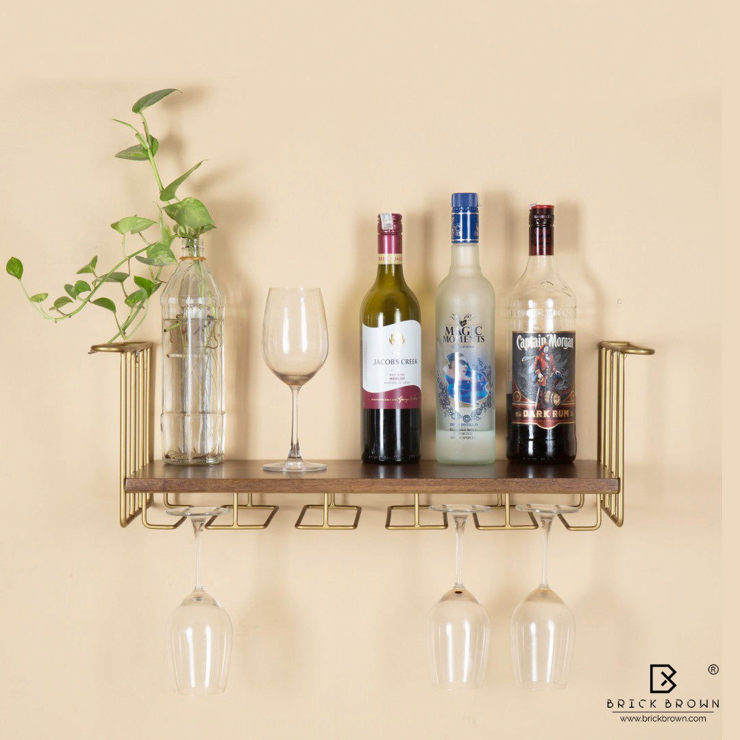 Barvana Bar Shelf with Wine Glass Holder