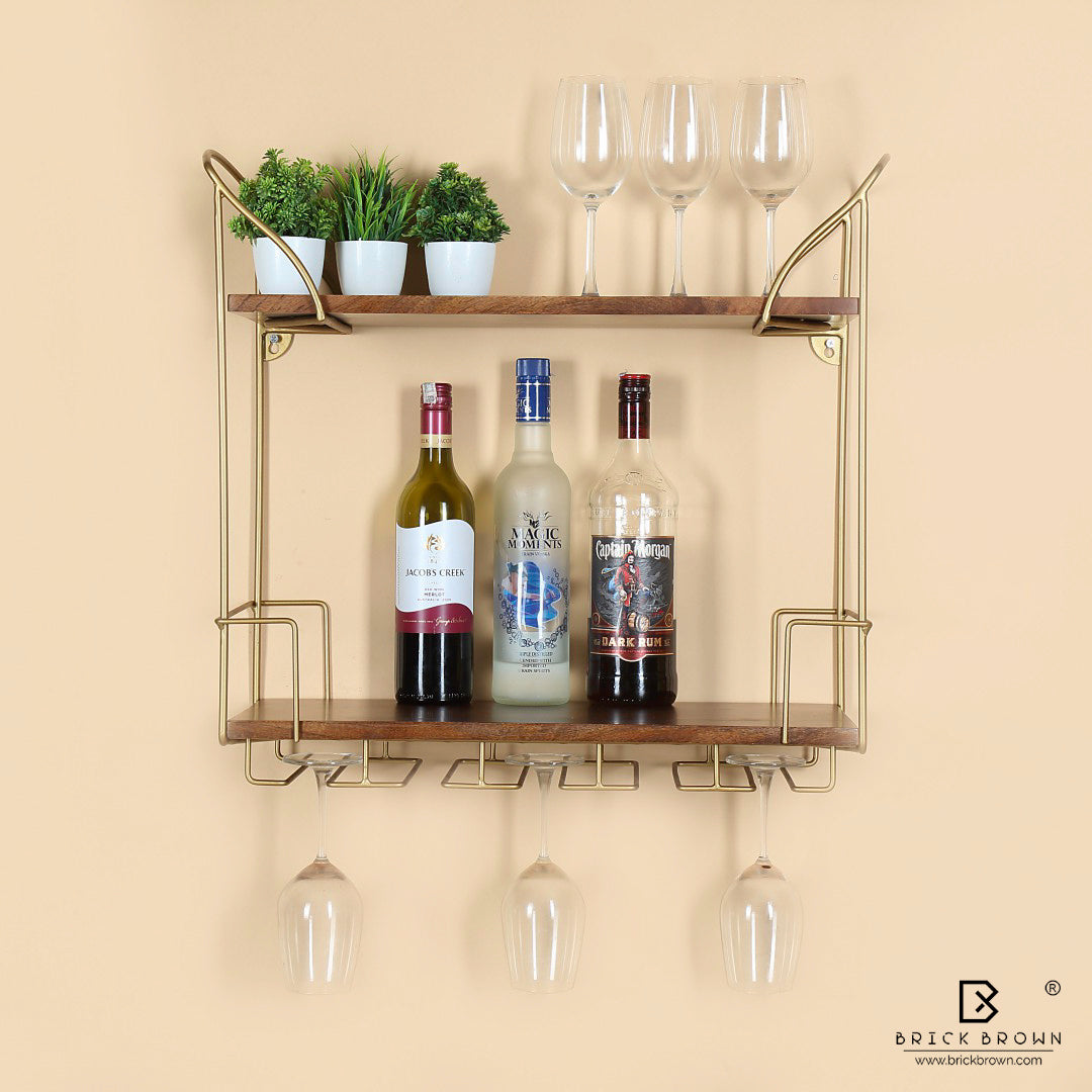 Barvana Duo Bar Shelf with Wine Glass Holder
