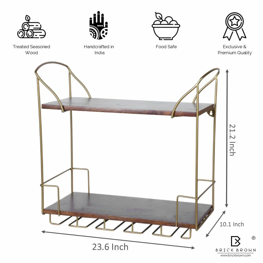 Barvana Duo Bar Shelf with Wine Glass Holder