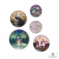 Pichwai Treasures Wall Plates Set (12 Inch, 10 Inch, 8 Inch, Set of 5)
