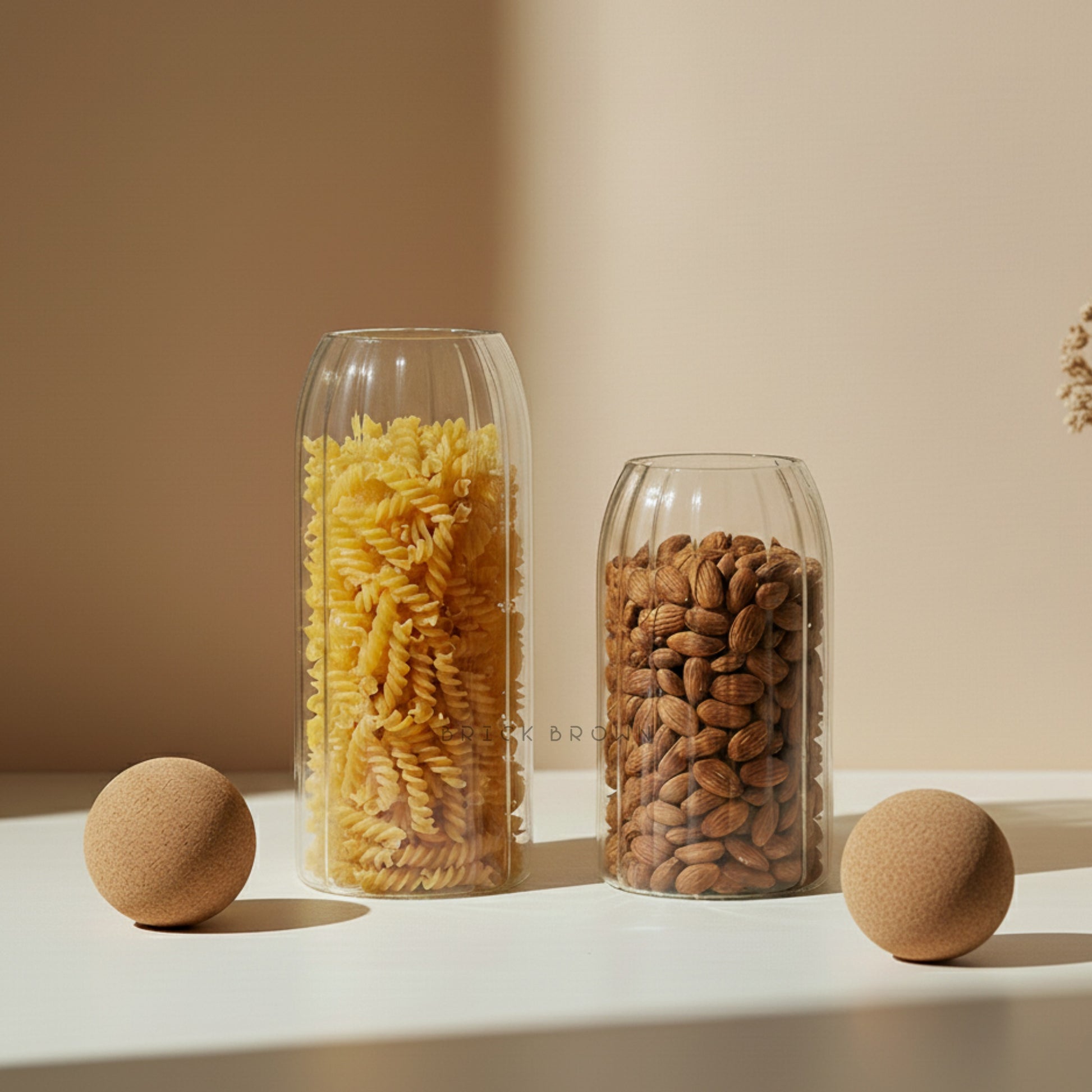 Oro Glass Storage Jar Set of 2 (750ml, 1000ml)