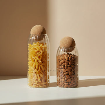 Oro Glass Storage Jar Set of 2 (750ml, 1000ml)