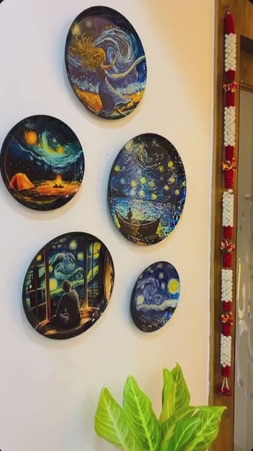 Van Gogh Vista Wall Plates Set (12 Inch, 10 Inch, 8 Inch, Set of 5)