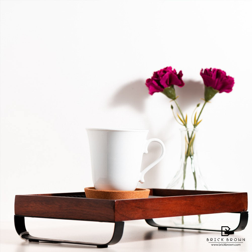 Serving Tray with Metal Stand from Mahogany Collection (Large)