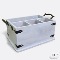 Family Cutlery Caddy/Holder in White Wash