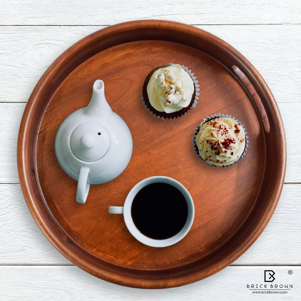 Classic Round Serving Tray from Mahogany Collection (12 Inch)