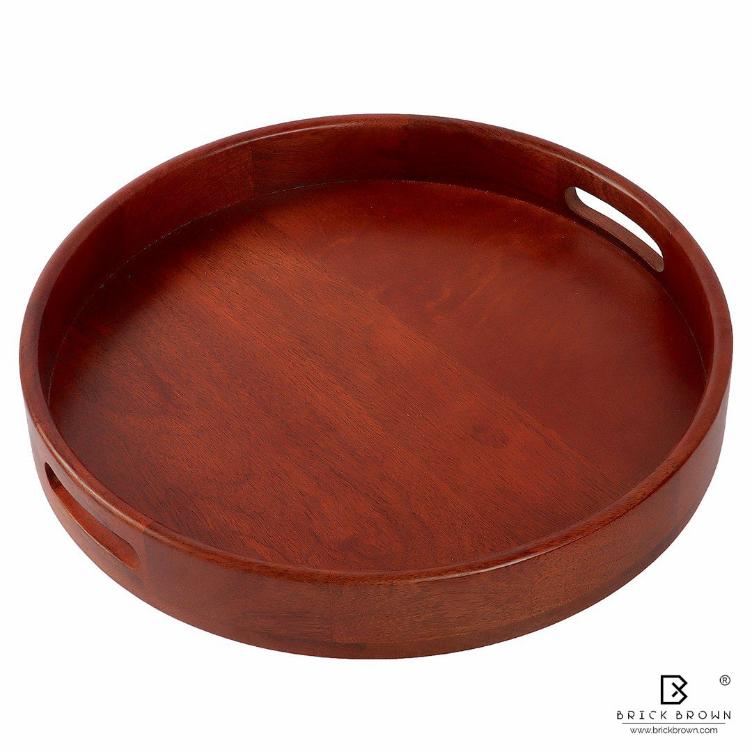 Classic Round Serving Tray from Mahogany Collection (Large, 16Inch)