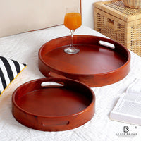 Classic Round Serving Tray from Mahogany Collection (Set of 2)