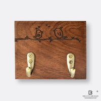 Cute Bird Pair Key Holder with Antique Brass Hooks