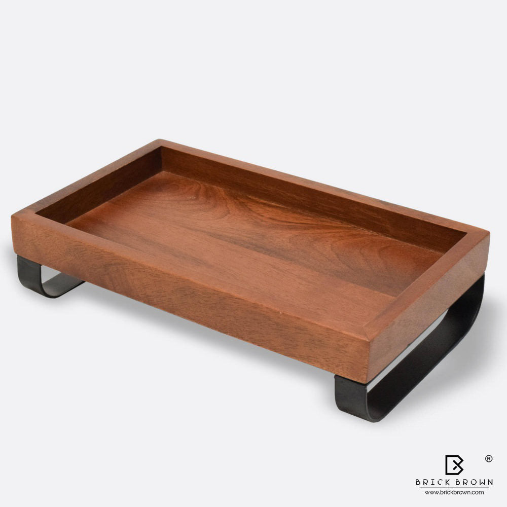 Serving Tray with Metal Stand from Mahogany Collection (Small)