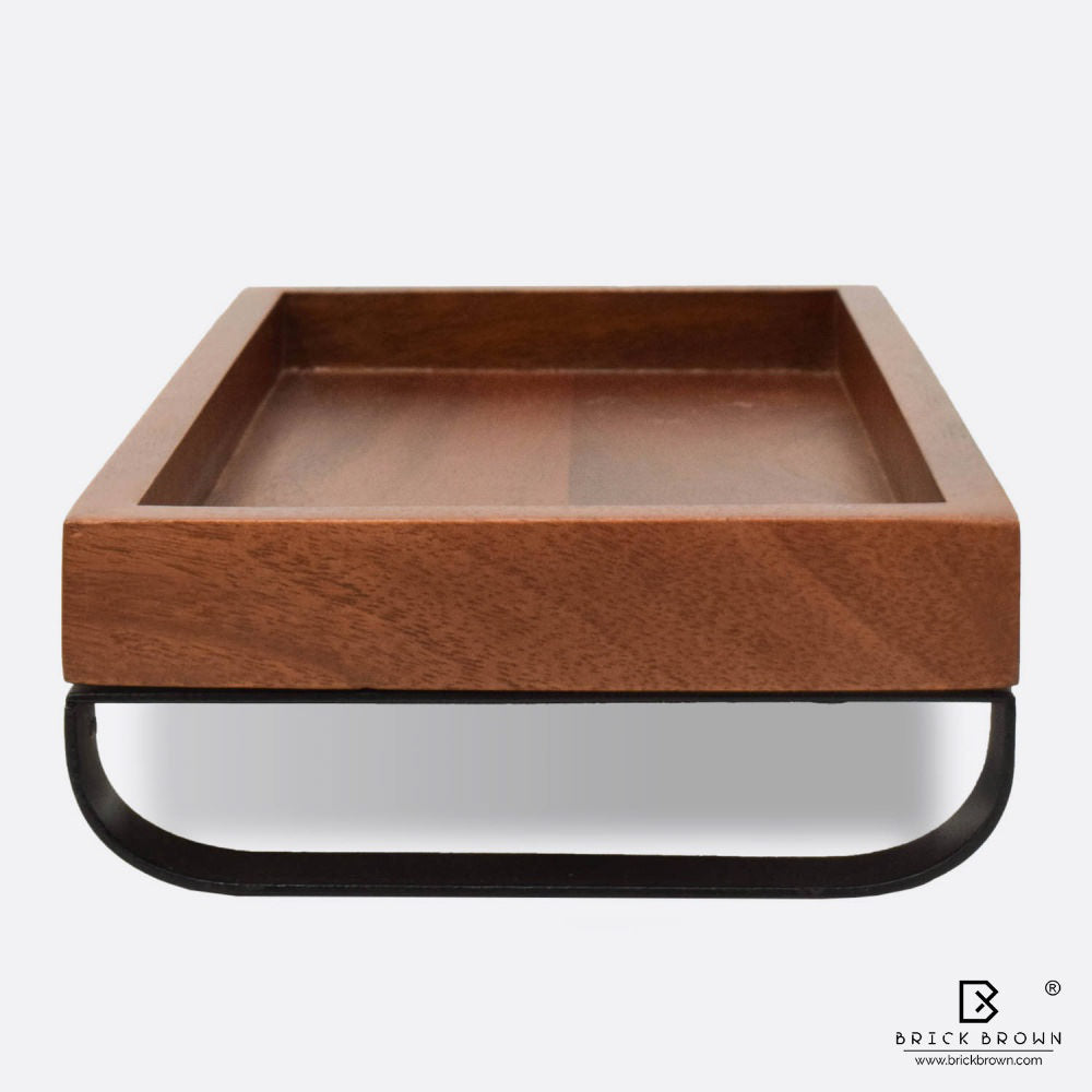 Serving Tray with Metal Stand from Mahogany Collection (Large)