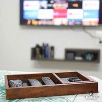 Set of Four Trays/Organizers in Mahogany and Vegan Leather