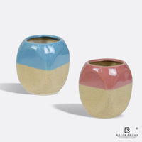 Cube Planters in Pink and Blue - Set of 2