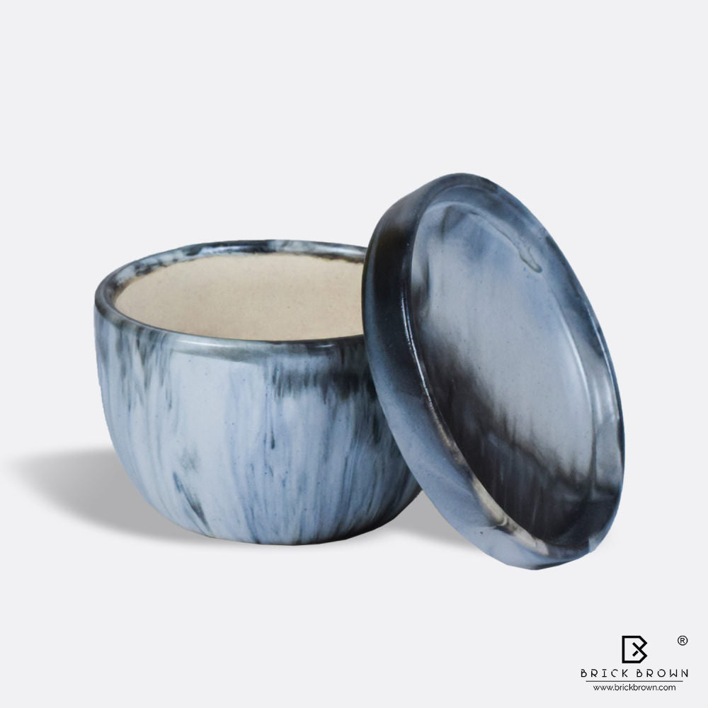 Planter with Base in Black Marble Texture