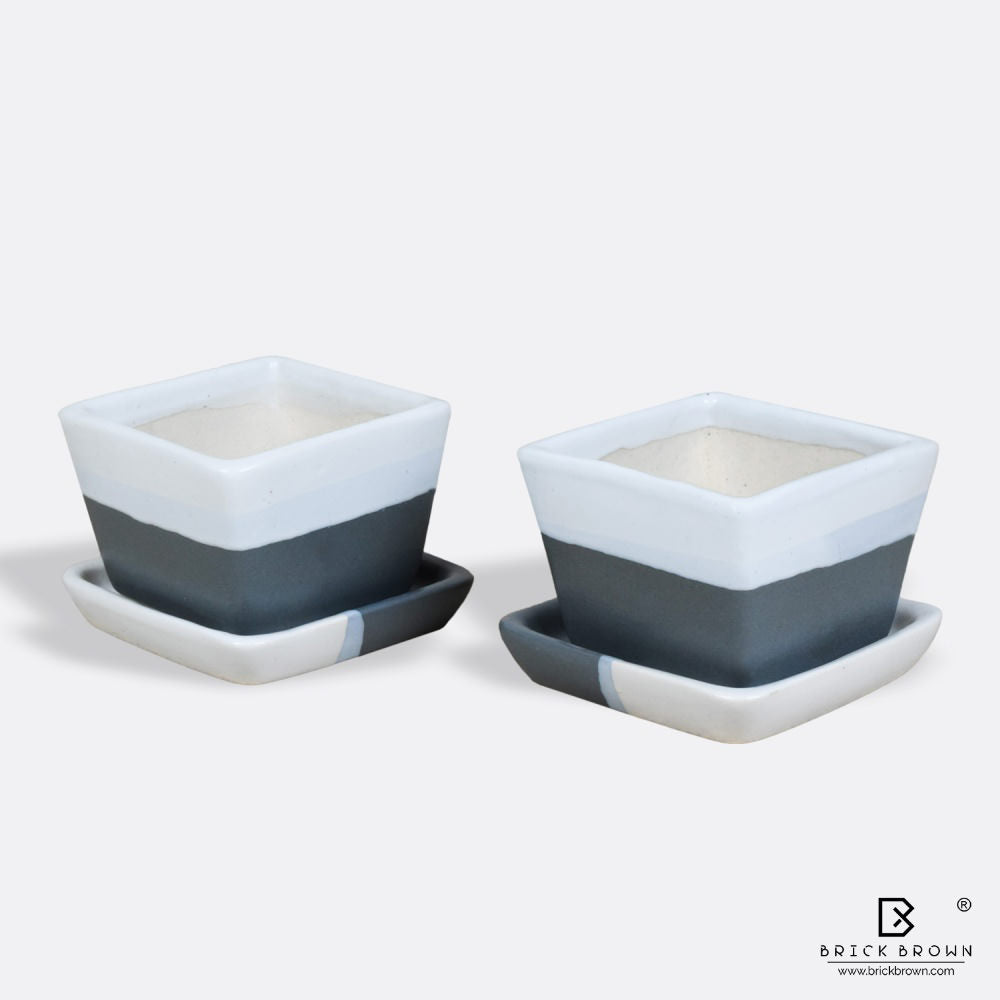 Trapezium Planter with Base in Blue