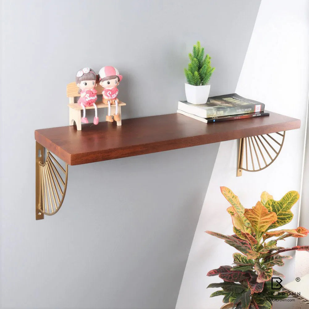 Wall Shelf in Cinnamon with Antique Gold Frames